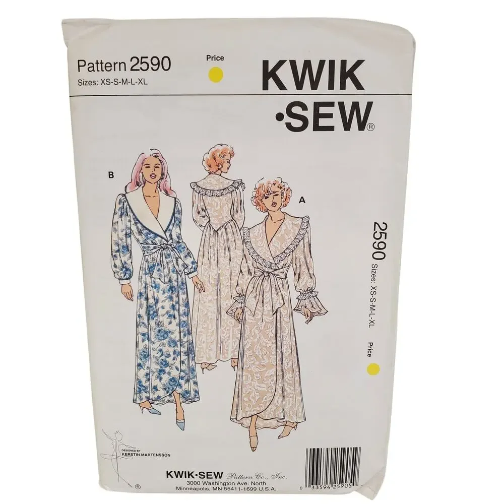 Vintage Ruffled Robes KWIK SEW Sewing Pattern UNCUT 2590 Size XS-XL 90s 80s